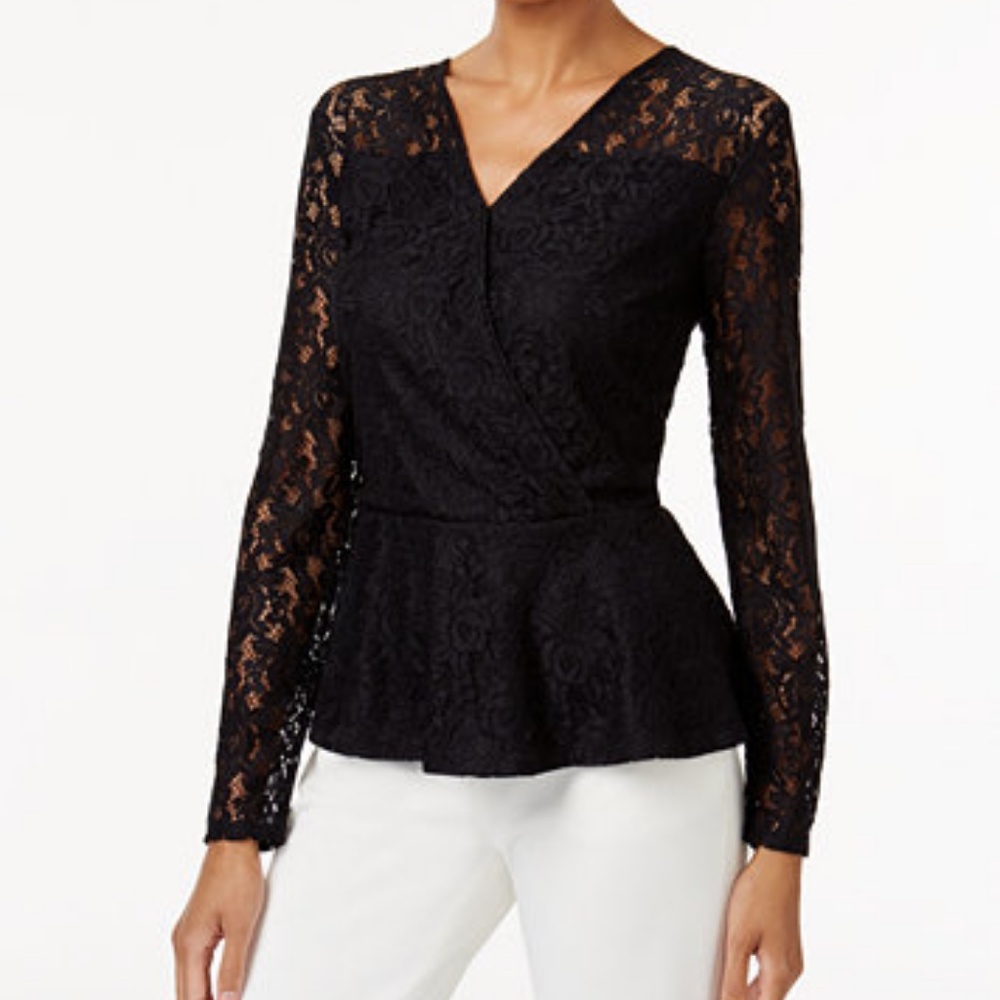 Black lace peplum top